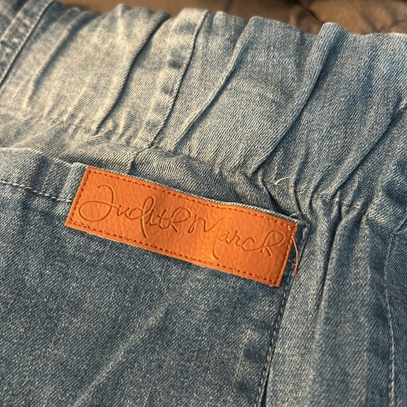 Judith March Denim Jeans S Flare Bell Bottom Leather Lace Up High Rise Boho 70’s - Picture 11 of 13